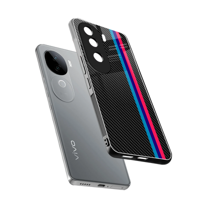 Carbon Fiber sleek vivo v40e cover with tempered glass back and TPU edges