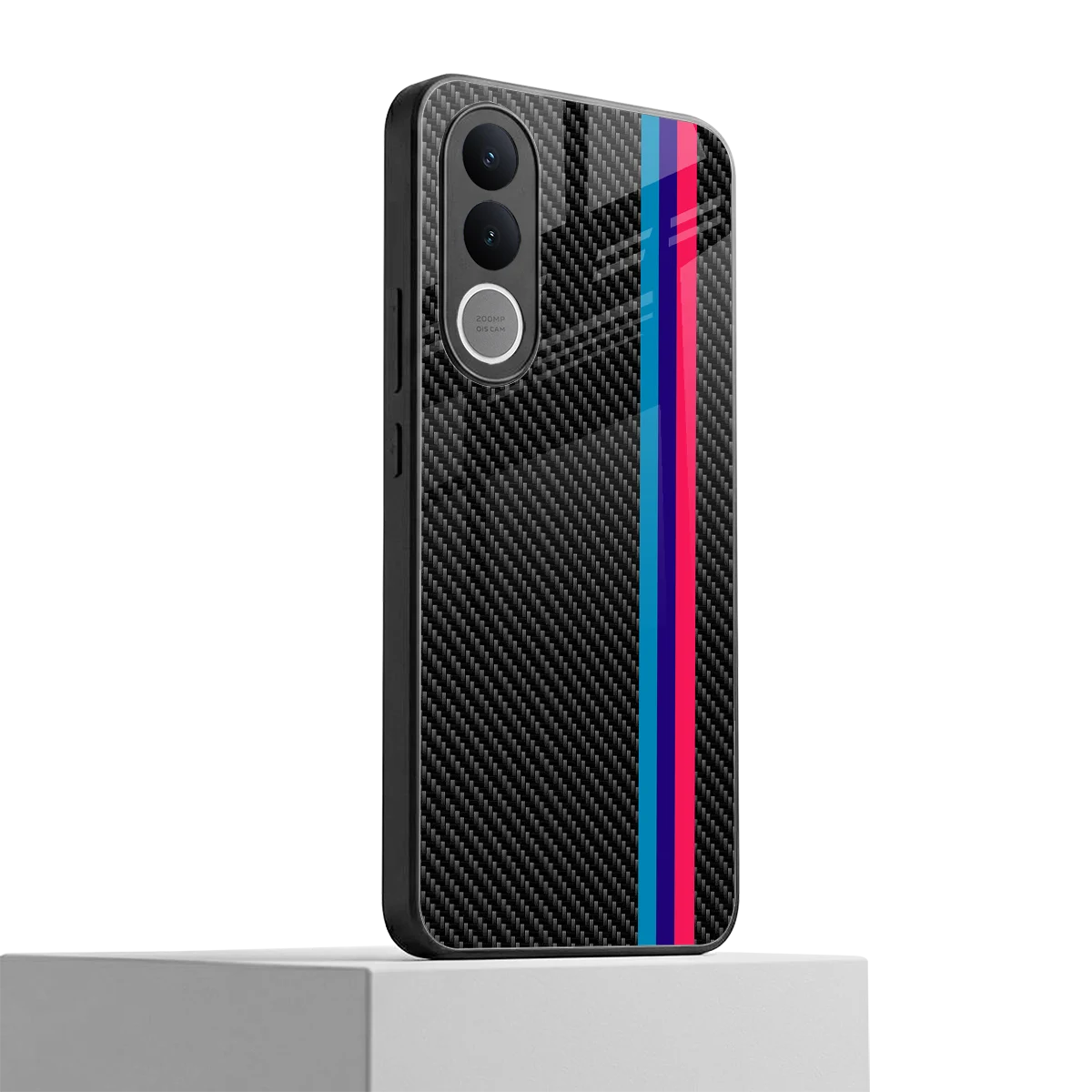 Carbon Fiber vivo v70 fe mobile cover | shockproof glass phone case
