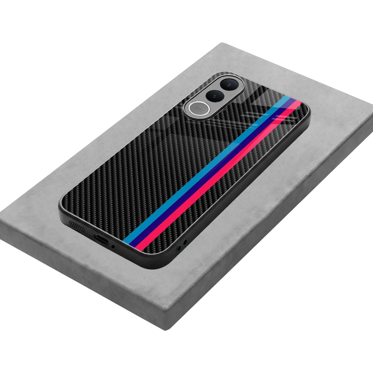 Carbon Fiber stylish phone case for vivo v70 fe | glossy glass and slim fit