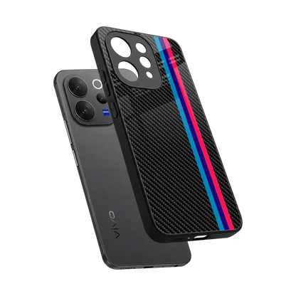 Carbon Fiber sleek vivo v70 cover with tempered glass back and TPU edges
