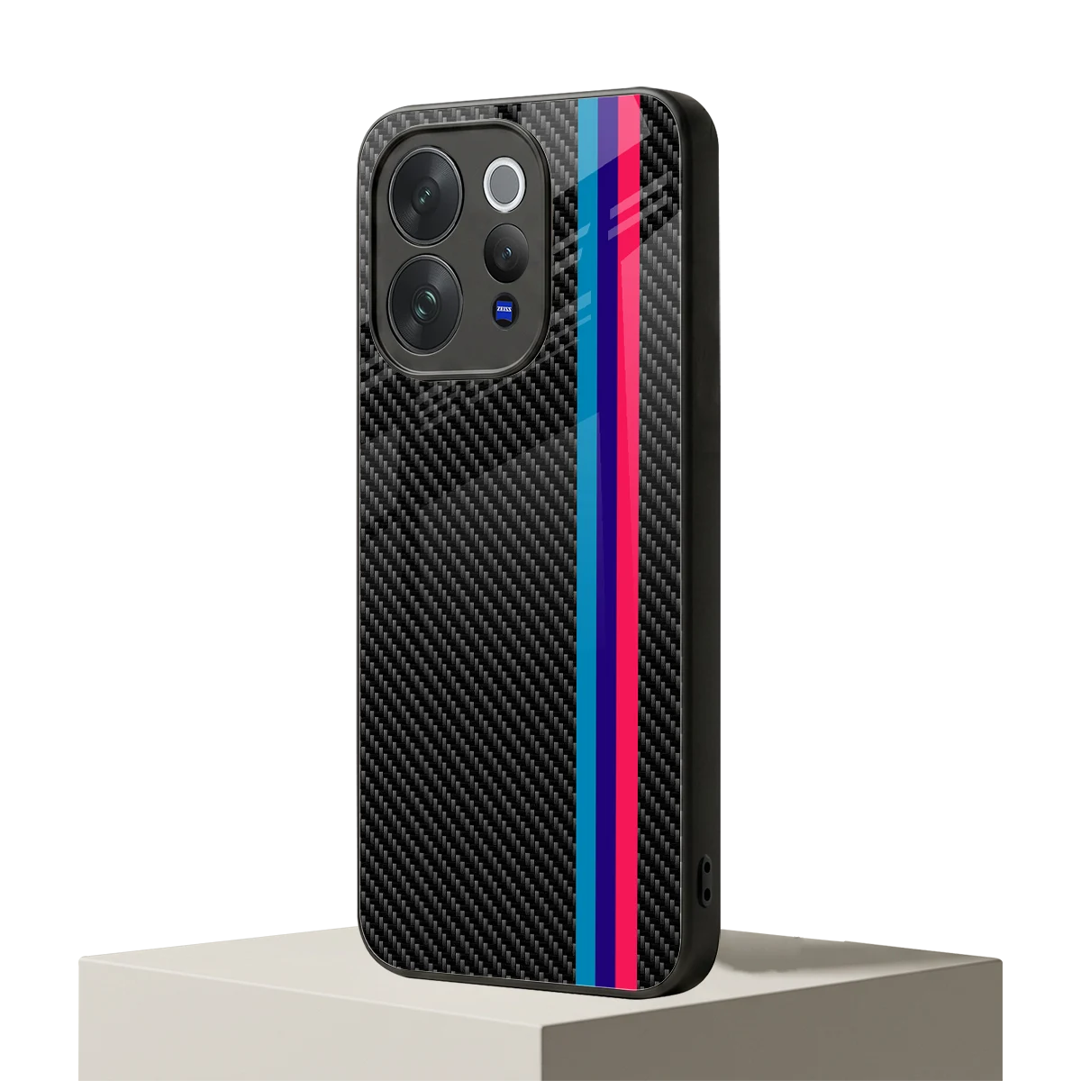 Carbon Fiber vivo v70 elite mobile cover | shockproof glass phone case