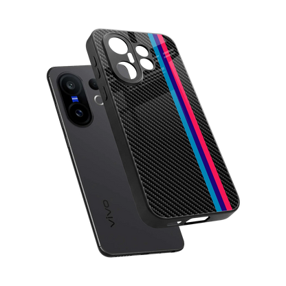 Carbon Fiber sleek vivo x200 fe cover with tempered glass back and TPU edges