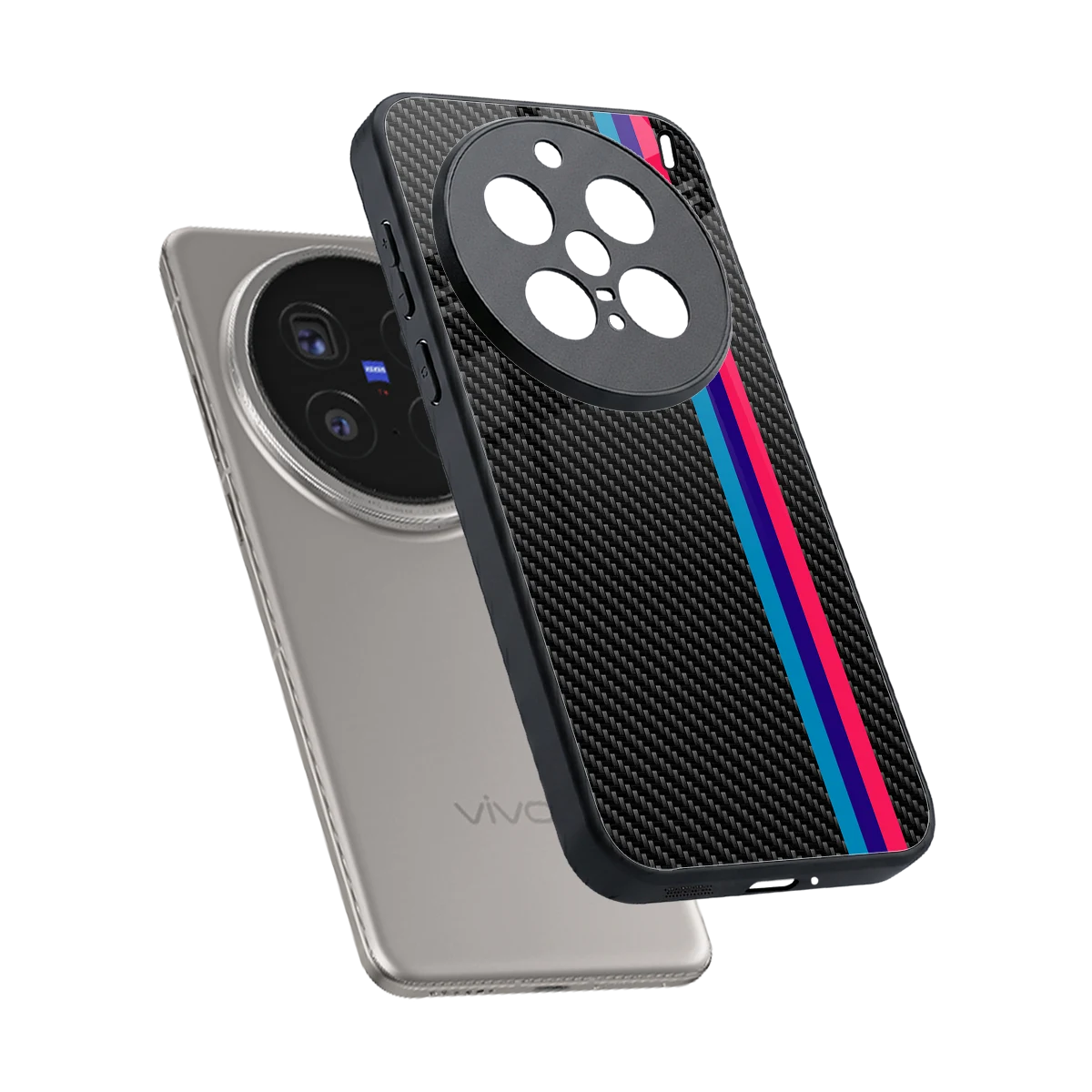 Carbon Fiber sleek vivo x200 pro cover with tempered glass back and TPU edges