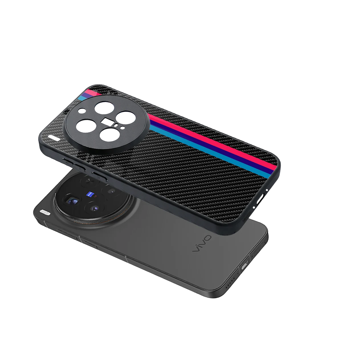 Carbon Fiber sleek vivo x300 pro cover with tempered glass back and TPU edges