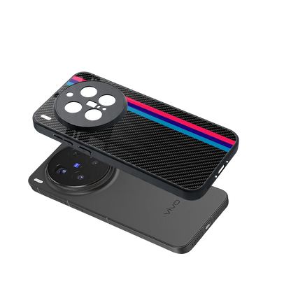 Carbon Fiber sleek vivo x300 pro cover with tempered glass back and TPU edges