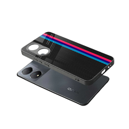 Carbon Fiber sleek Vivo-y100 cover with tempered glass back and TPU edges