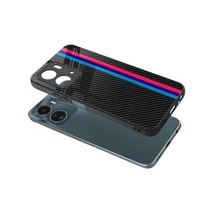 Carbon Fiber sleek vivo y16 cover with tempered glass back and TPU edges