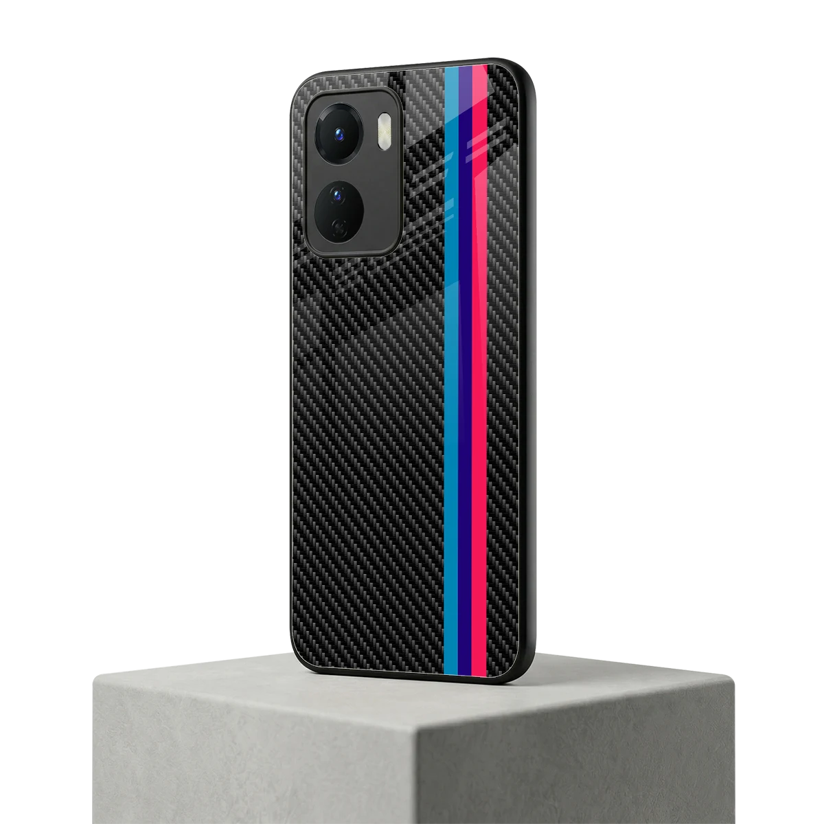 Carbon Fiber vivo y16 mobile cover | shockproof glass phone case