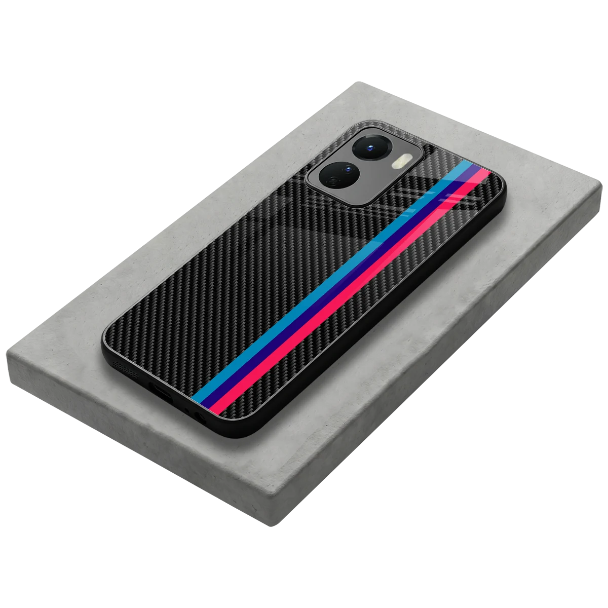 Carbon Fiber stylish phone case for vivo y16 | glossy glass and slim fit