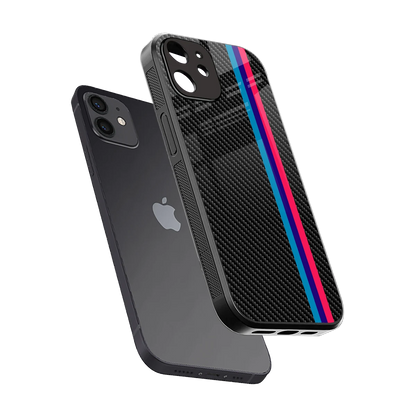 Carbon Fiber sleek iphone 12 cover with tempered glass back and TPU edges