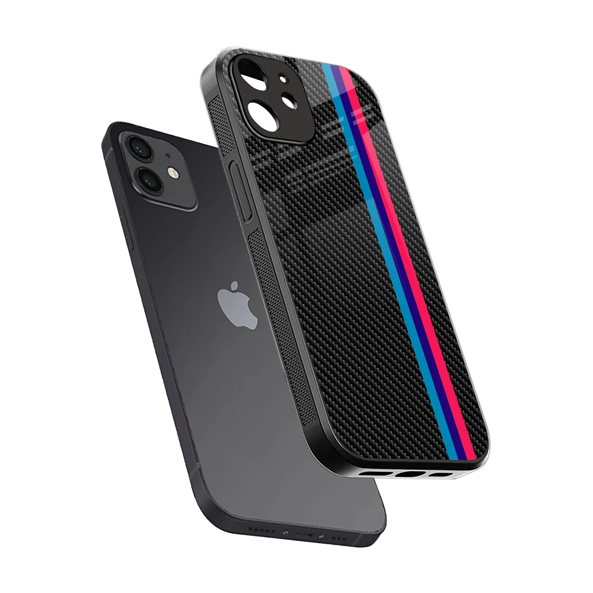 Carbon Fiber sleek iphone 11 cover with tempered glass back and TPU edges