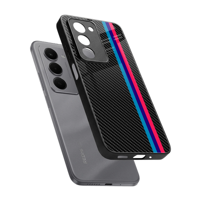 Carbon Fiber sleek redmi 15 5g cover with tempered glass back and TPU edges