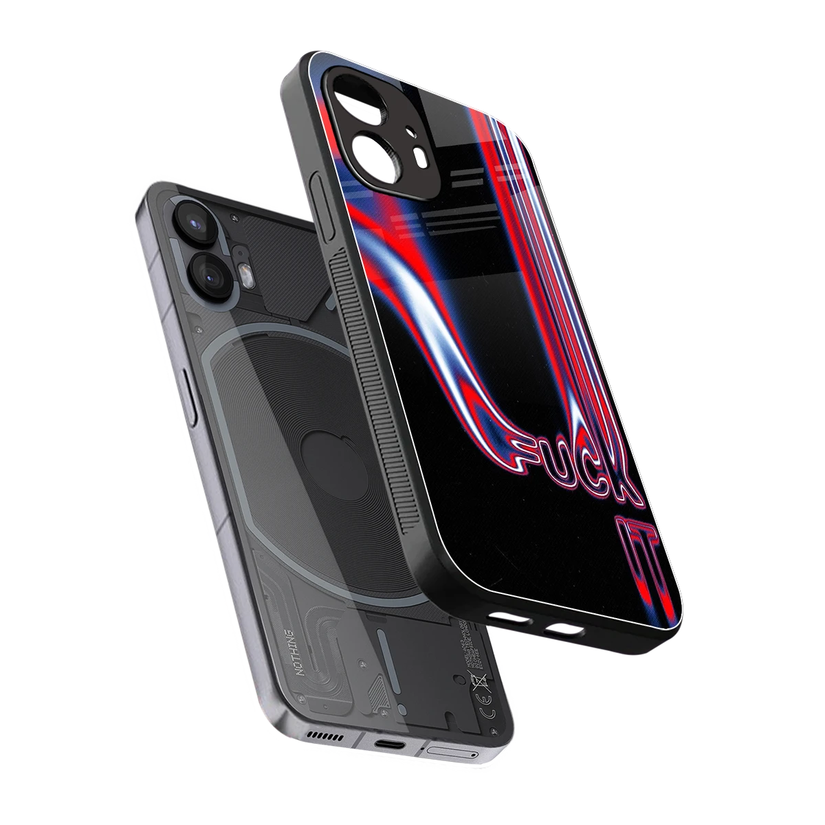 Carefree Glow sleek nothing phone 2 cover with tempered glass back and TPU edges