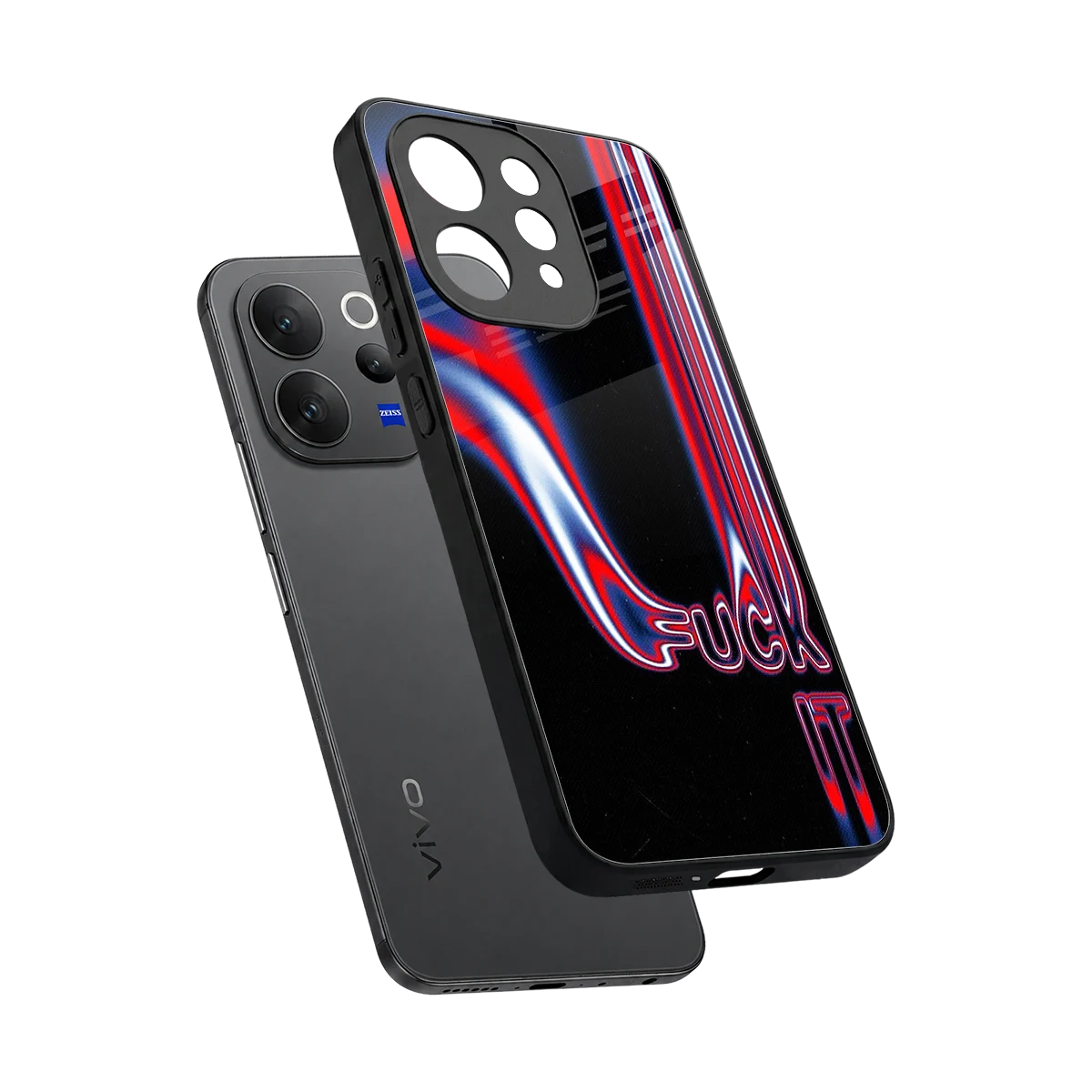 Carefree Glow sleek vivo v70 elite cover with tempered glass back and TPU edges