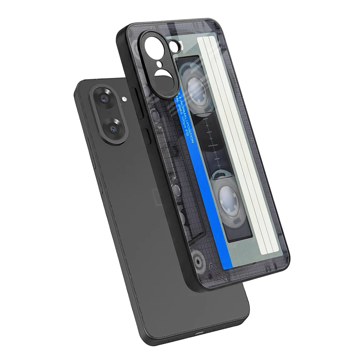 Cassette Retro sleek oneplus nord ce5 5g cover with tempered glass back and TPU edges