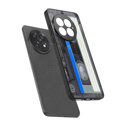 Cassette Retro sleek oneplus 13 cover with tempered glass back and TPU edges