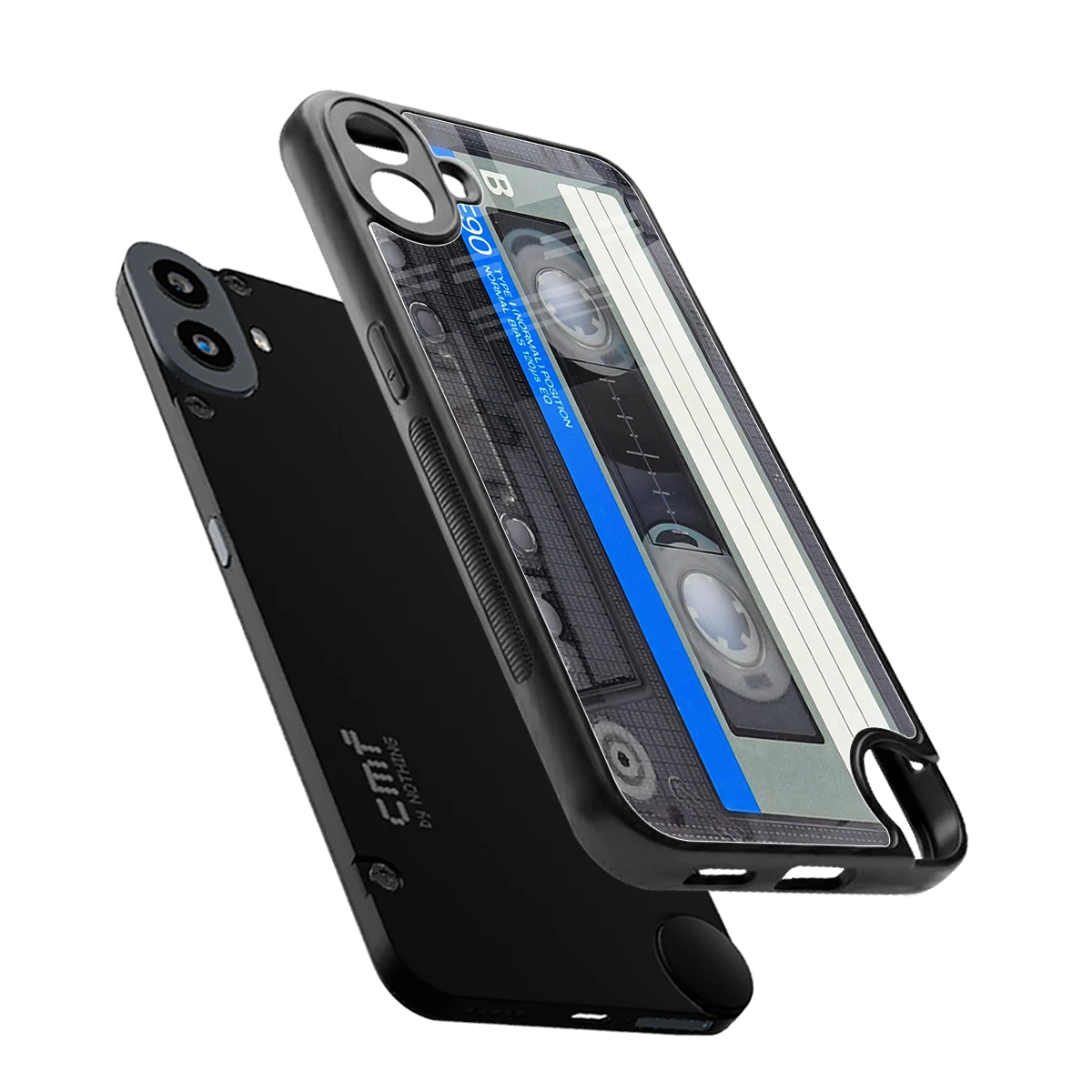 Cassette Retro sleek cmf nothing phone 1 cover with tempered glass back and TPU edges