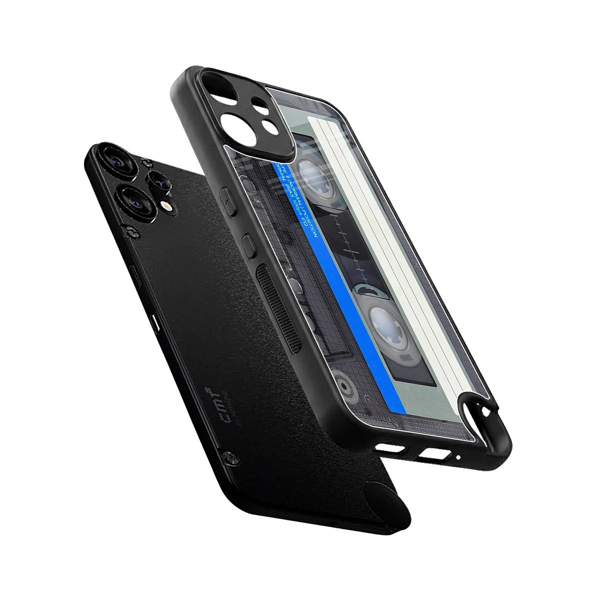 Cassette Retro sleek cmf nothing phone 2 pro cover with tempered glass back and TPU edges