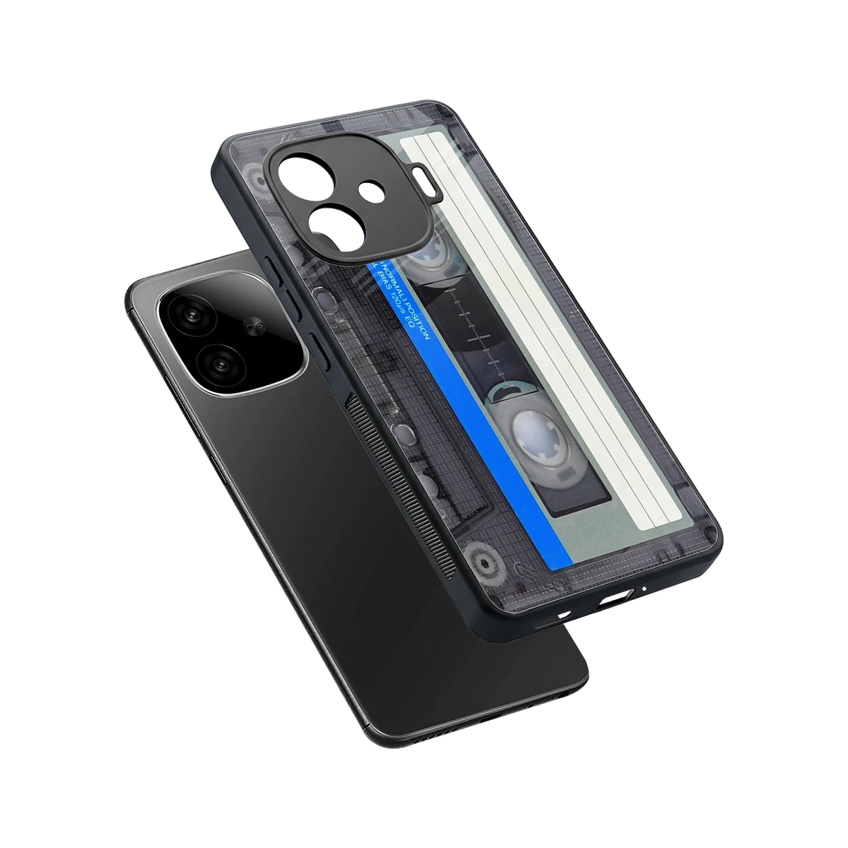 Cassette Retro sleek iqoo neo 10r 5g cover with tempered glass back and TPU edges