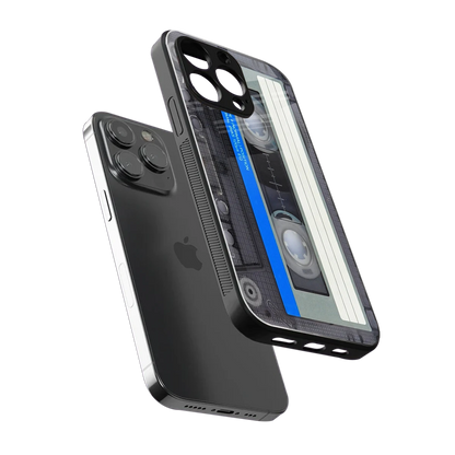 Cassette Retro sleek iphone 15 pro max cover with tempered glass back and TPU edges