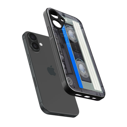Cassette Retro sleek iphone 16 plus cover with tempered glass back and TPU edges