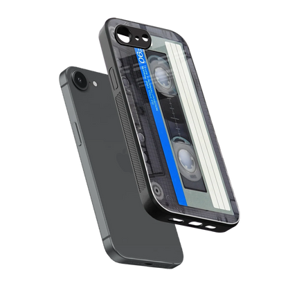 Cassette Retro sleek iphone 16e cover with tempered glass back and TPU edges