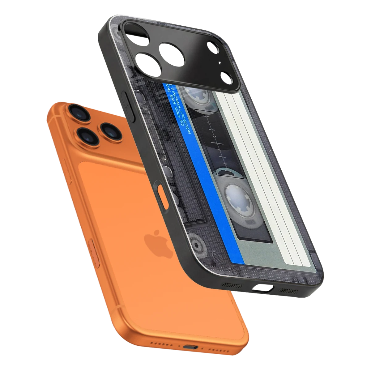 Cassette Retro sleek iphone 17 pro cover with tempered glass back and TPU edges