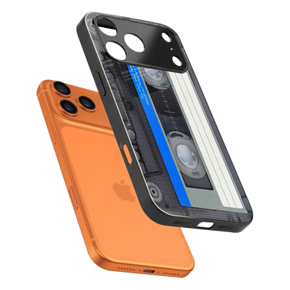 Cassette Retro sleek iphone 17 pro cover with tempered glass back and TPU edges