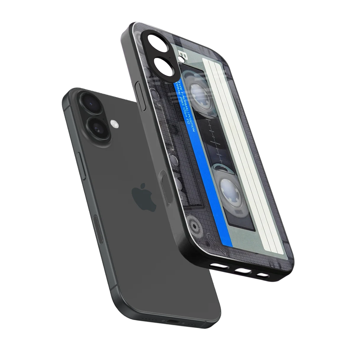 Cassette Retro sleek iphone 17 cover with tempered glass back and TPU edges