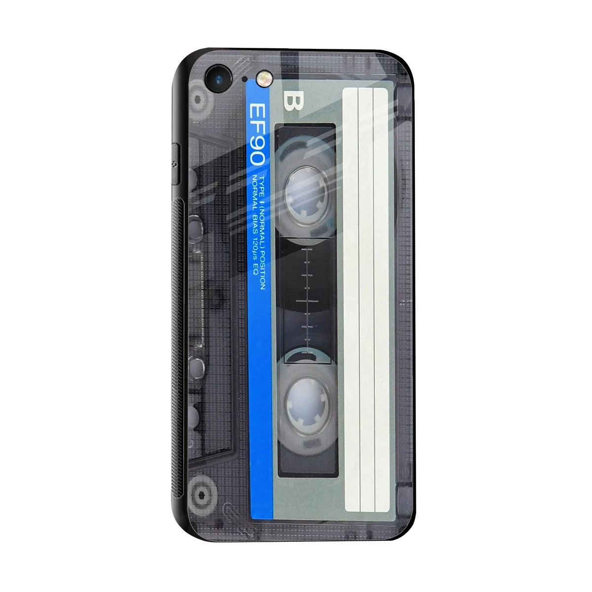 Cassette Retro sleek iphone 7 cover with tempered glass back and TPU edges