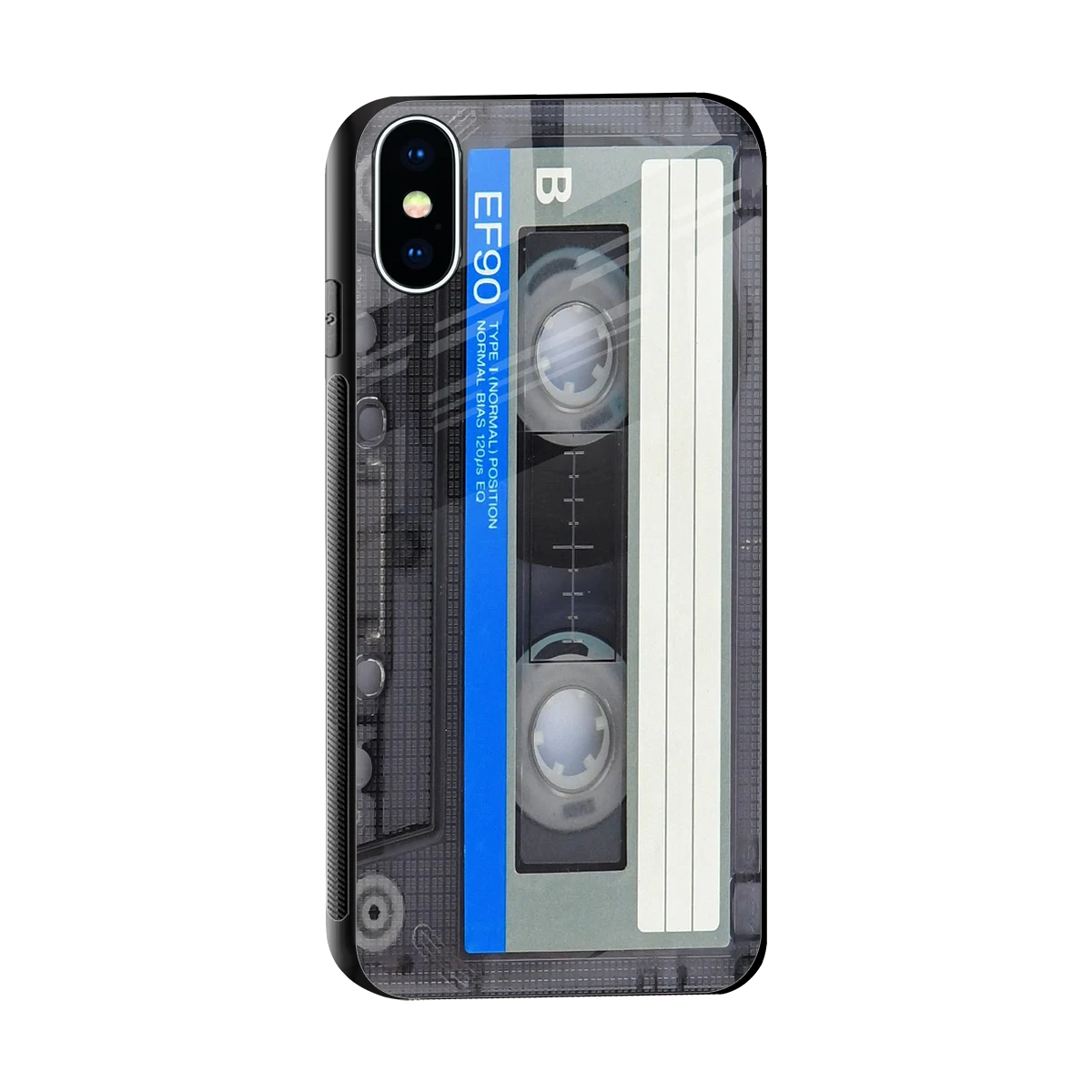 Cassette Retro sleek iphone x cover with tempered glass back and TPU edges