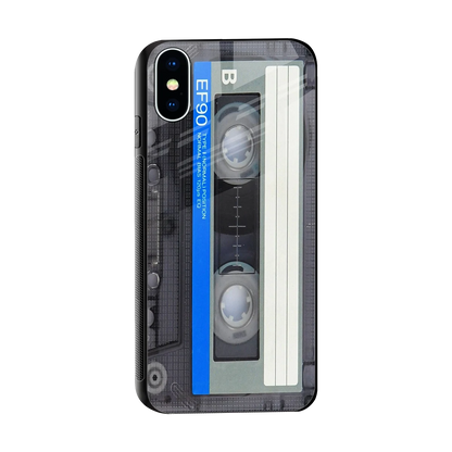 Cassette Retro sleek iphone x cover with tempered glass back and TPU edges
