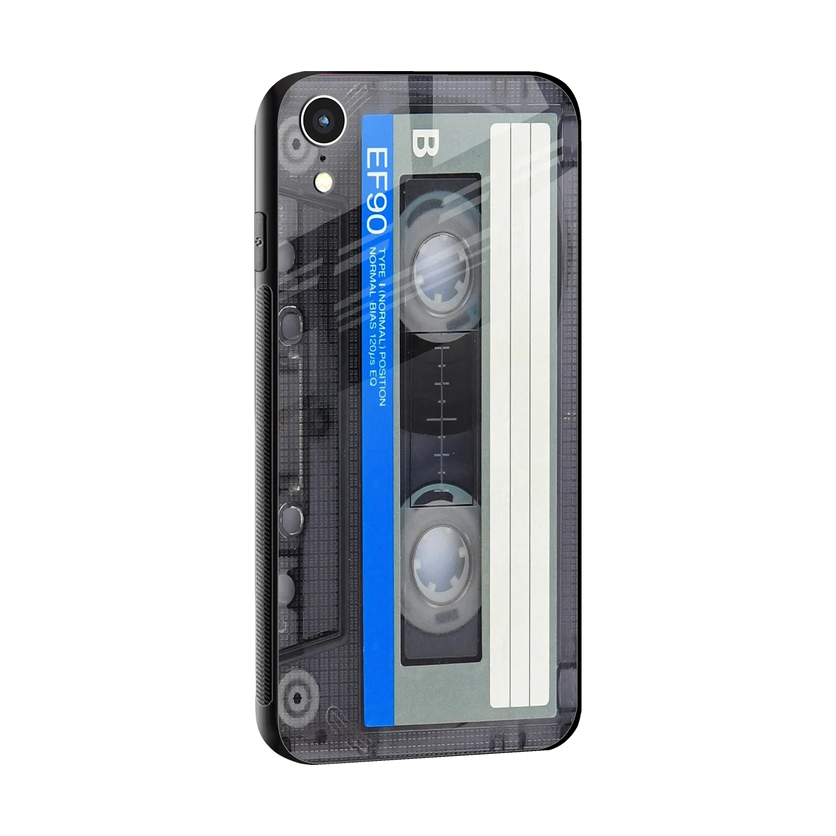 Cassette Retro sleek iphone xr cover with tempered glass back and TPU edges