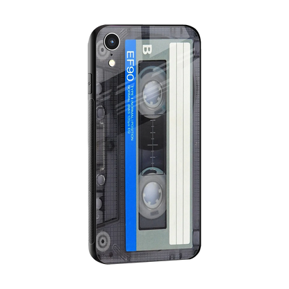 Cassette Retro sleek iphone xr cover with tempered glass back and TPU edges