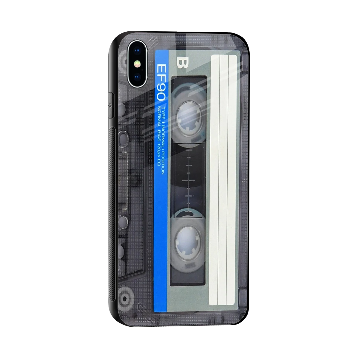 Cassette Retro sleek iphone xs max cover with tempered glass back and TPU edges