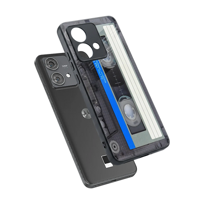 Cassette Retro sleek motorola edge 40 neo 5g cover with tempered glass back and TPU edges