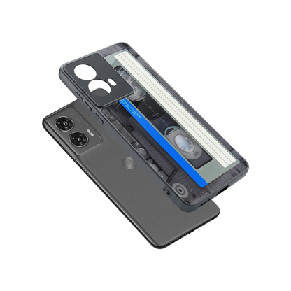 Cassette Retro sleek motorola edge 50 fusion cover with tempered glass back and TPU edges
