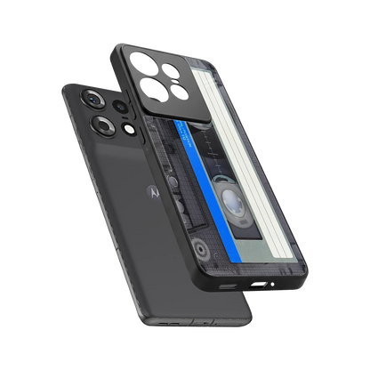 Cassette Retro sleek motorola edge 50 pro cover with tempered glass back and TPU edges