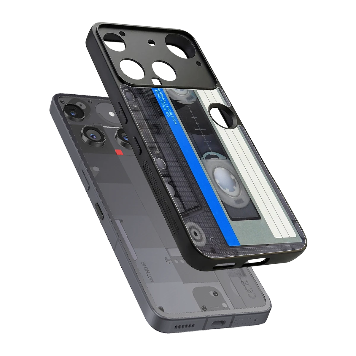 Cassette Retro sleek nothing phone 3 cover with tempered glass back and TPU edges