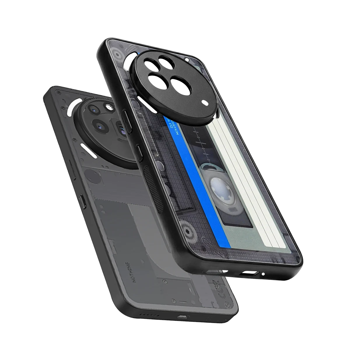 Cassette Retro sleek nothing phone 3a pro cover with tempered glass back and TPU edges
