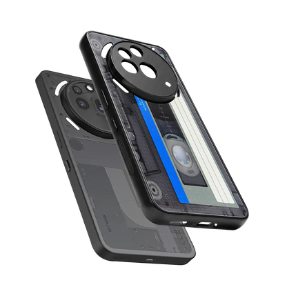 Cassette Retro sleek nothing phone 3a pro cover with tempered glass back and TPU edges