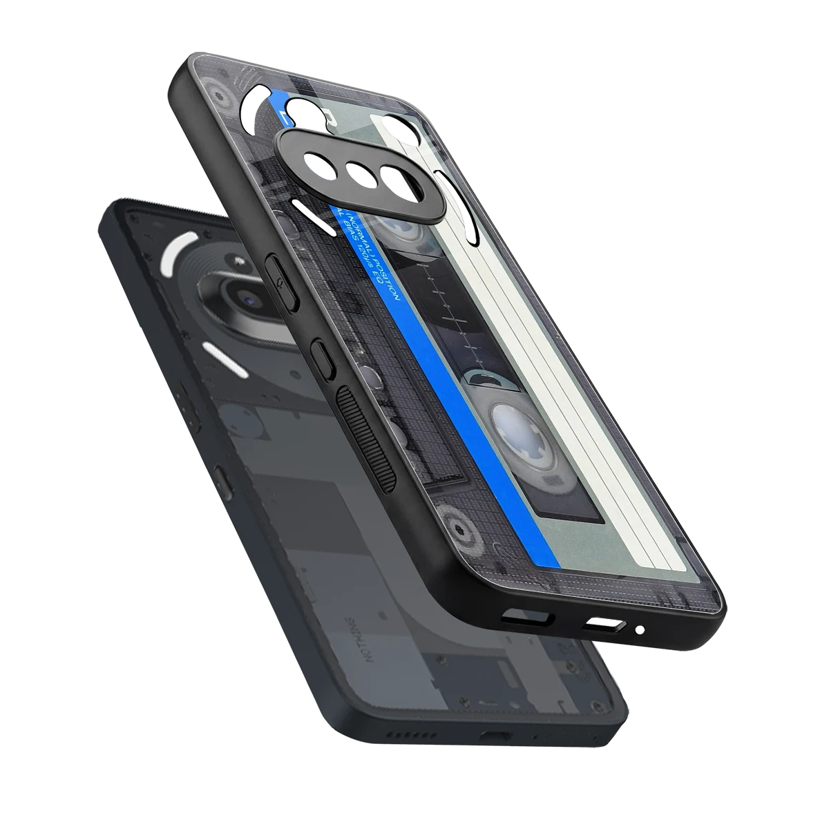 Cassette Retro sleek nothing phone 3a cover with tempered glass back and TPU edges