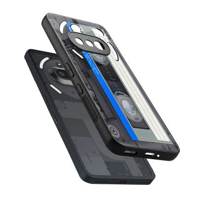Cassette Retro sleek nothing phone 3a cover with tempered glass back and TPU edges