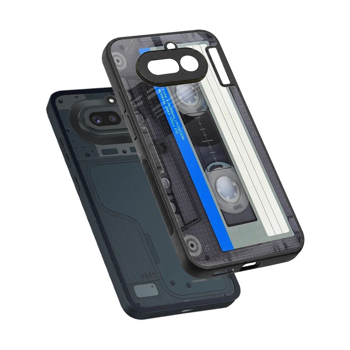 Cassette Retro sleek nothing phone 4a cover with tempered glass back and TPU edges