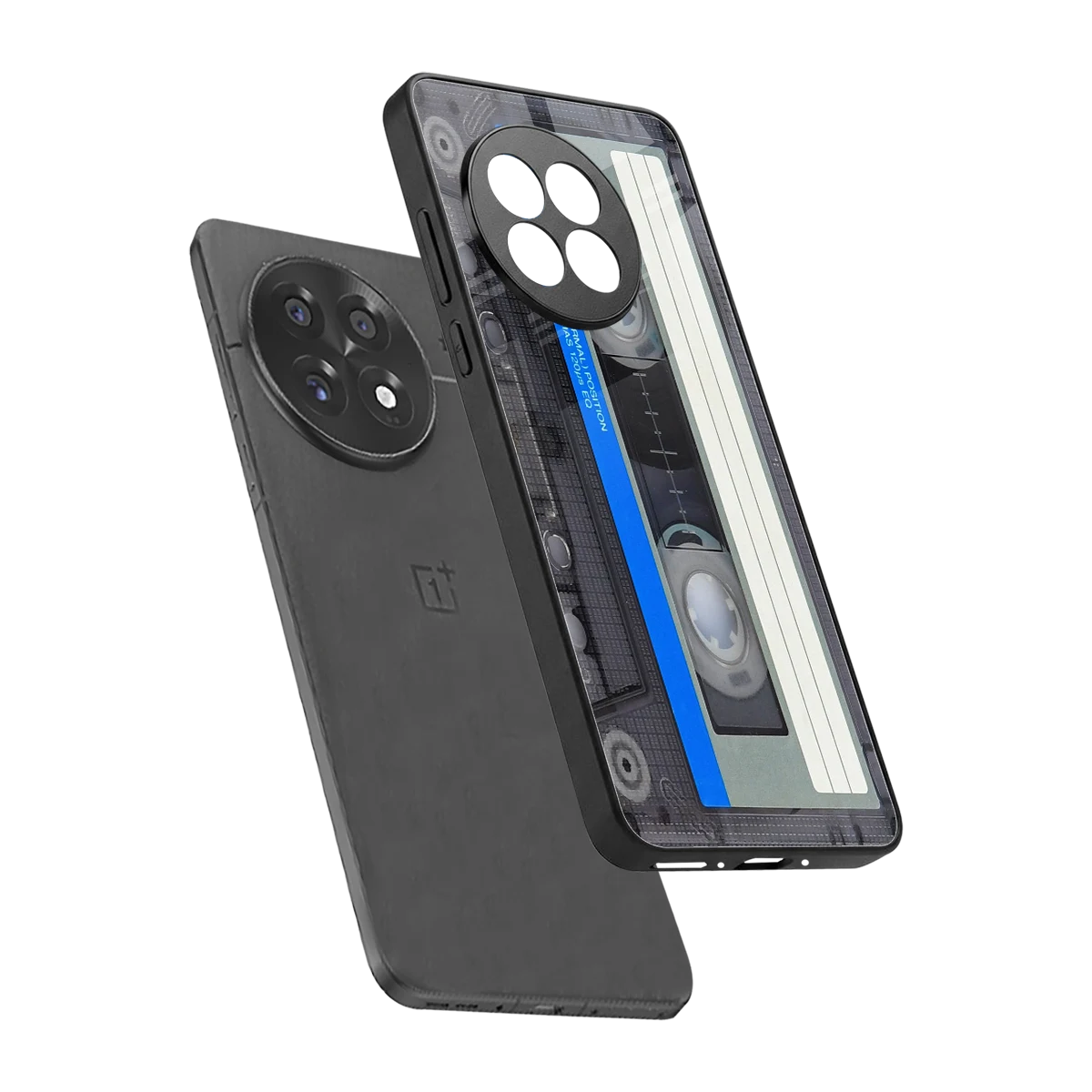 Cassette Retro sleek oneplus 13r cover with tempered glass back and TPU edges