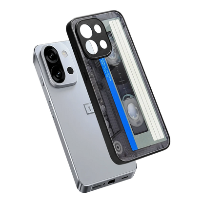 Cassette Retro sleek oneplus 13s cover with tempered glass back and TPU edges
