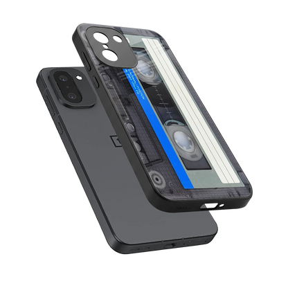 Cassette Retro sleek oneplus 15r cover with tempered glass back and TPU edges