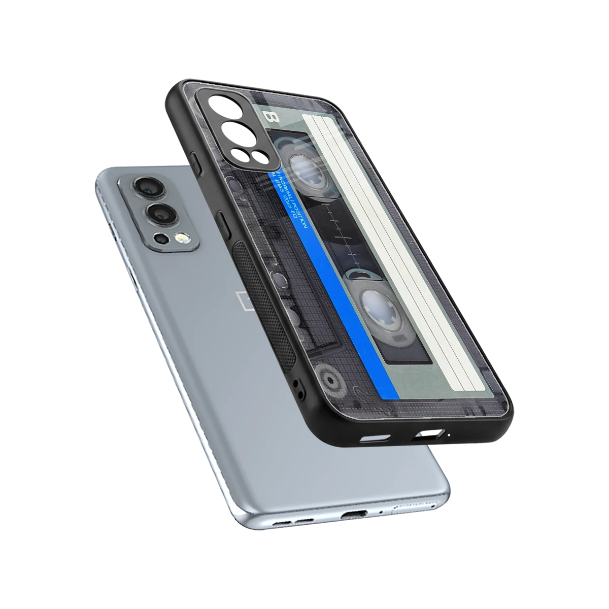 Cassette Retro sleek oneplus nord 2 cover with tempered glass back and TPU edges