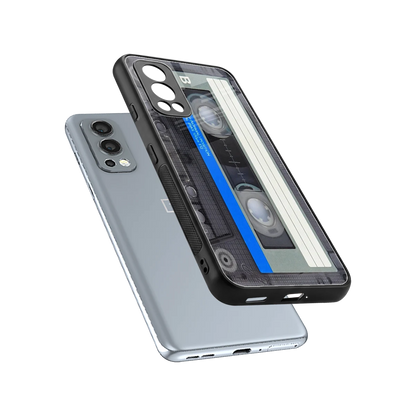 Cassette Retro sleek oneplus nord 2 cover with tempered glass back and TPU edges