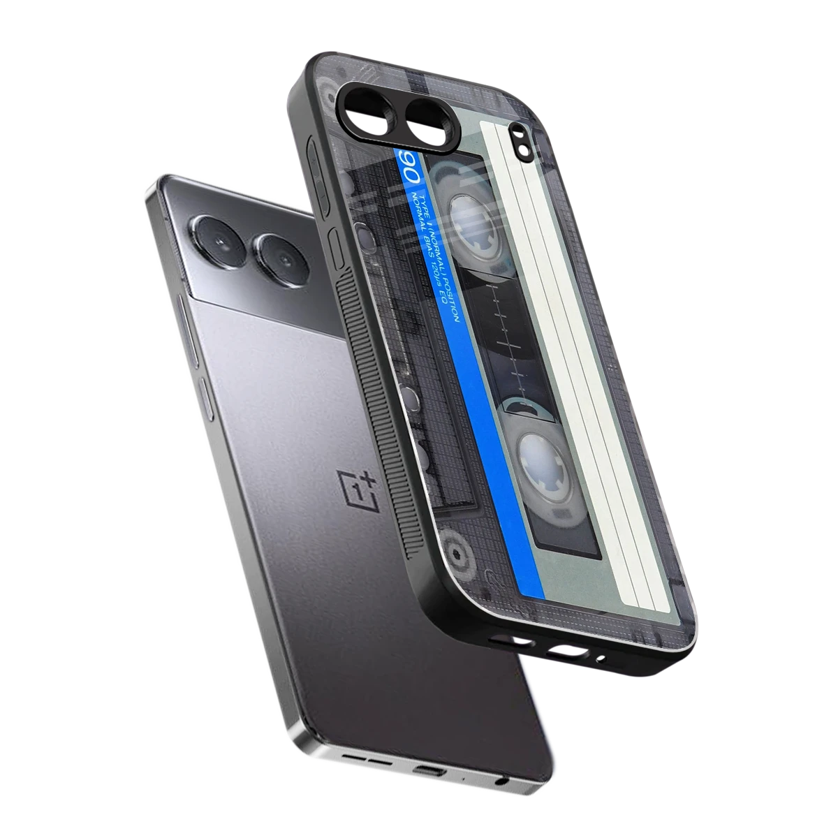 Cassette Retro sleek oneplus nord 4 cover with tempered glass back and TPU edges